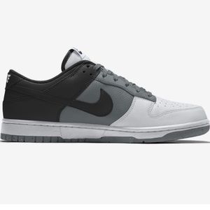Nike~Dunk Low, Custom Shoes in White/Black/Grey. Size M 7/W 8.5.